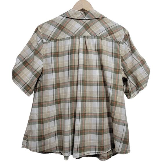 Cato Womens Plaid Shirt Button Front Short Roll Tab Sleeves Size 14/16W - Picture 2 of 9